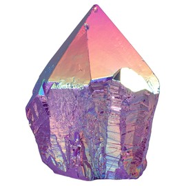 Nupuyai Titanium Coated Rock Crystal Cluster Specimen, Irregular Crystal Point Cluster Standing Raw Rough Crystal Cluster Stone Home Office Decor, Purple