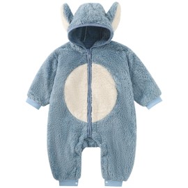 MK MATT KEELY Baby Boys Girls Romper 2-20 Months Baby Winter Clothing Newborn Warm Hoodie Pyjamas, Blue Bear