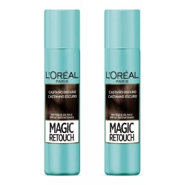 Retocador Loreal Paris Tinte Retocador Temporal Raíces Canas Castaño Oscuro 2 Pack