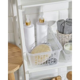 6 Pieces Plastic Handy Storage Basket | Clear Organiser Storage Baskets for Kitchen, Cupboard, Office, Bathroom, School, Home Storage Boxes Baskets - Medium Size