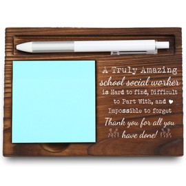 Wooden Sticky Note Holder for School Social Workers, Inspirational Quote Gift, Desk Organizer for Educators, 16.5 x 12 x 1.5 cm,LQQ4