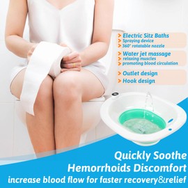 Sitz Bath, Sitz Bath for Toilet, Electric Sitz Bath for Hemorrhoids Men and Women, Postpartum Care, Deep Cleansing, Portable Sitz Bath for Universal Toilet Seat