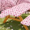 Picnic Table Cover with Bench Covers, Checkered Bownot Elastic Edges