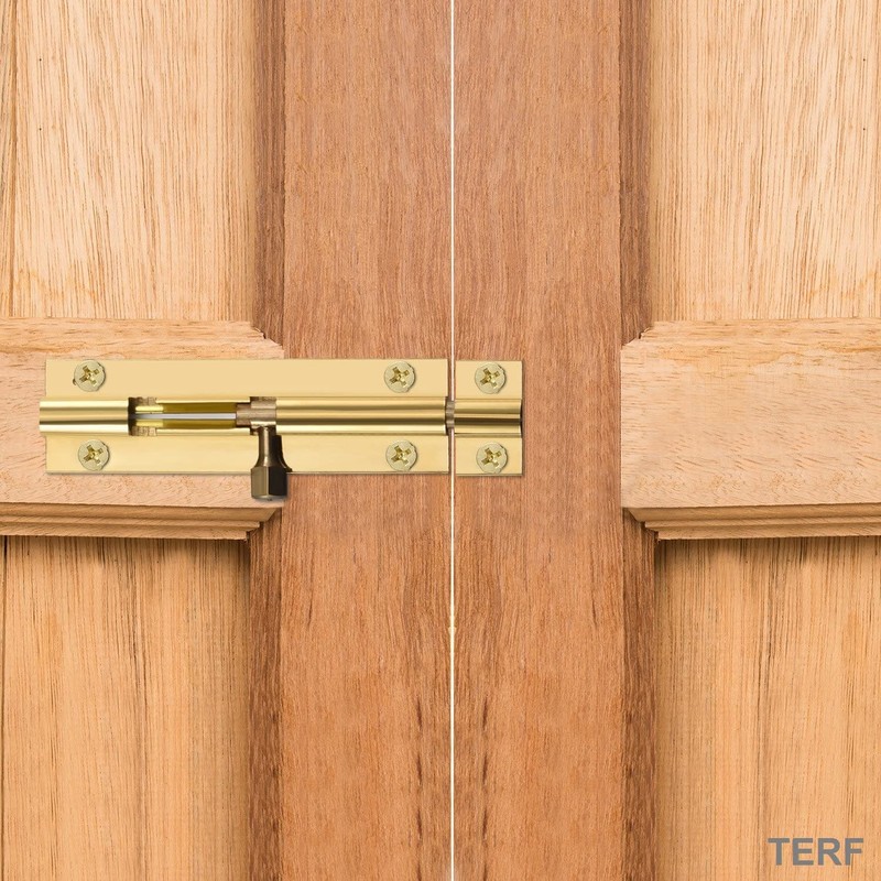 TERF Polished Brass Barrel Slide Lock 63mm [2.5''] Door Latch