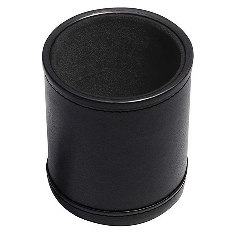 Black PU Leather Dice Cup with 16mm Ivory Tone Poker