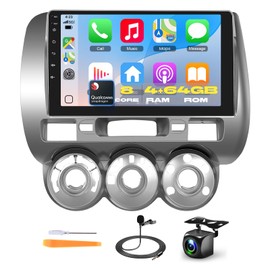 Android 13 Car Stereo for Honda Fit 2004-2007, 9” IPS Touchscreen 1280x720, Wireless CarPlay & Android Auto, 5G WiFi, Octa-Core DSP Head Unit with Bluetooth 5.1, SWC, AHD Backup Camera