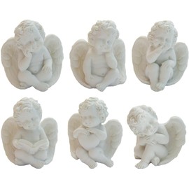 FADEDA 6 x Angel Sitting, White/Height: 5 cm/Hand-Painted/Detailed Nativity Scene Figures - Christmas Table Decoration Nativity Accessories