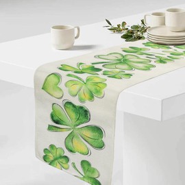 St. Patrick's Day Shamrock Table Runner - Seasonal Spring Holiday Table Decorations for Indoor Outdoor Dining Table Decor (St. Patrick's Day)