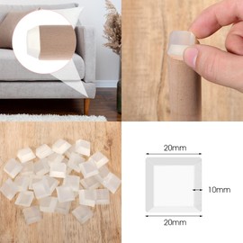 32 Pcs Rubber Bumpers Self Adhesive 3/4" Cabinet Door Bumpers Clear Rubber Pads Large Square Non-Slip Rubber Stoppers Furniture Pads for Sofa Cutting Board Speakers Electronics 3/4" W x 3/8" H