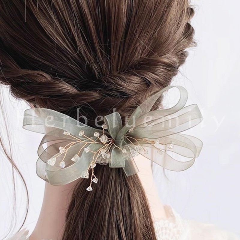 Herbeluemily Hair Clip, Ribbon, Beaded, Chiffon, Sheer, Formal, Pink