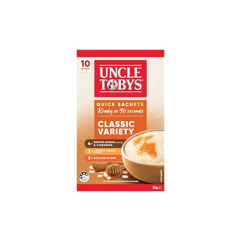 UNCLE TOBYS Oats Quick Sachets Classics Variety Pack, 10 Sachets