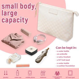 YDR Large Travel Bag,Makeup Bag Large Capacity Makeup Organizer Portable Travel Toiletry Bag PU leather Portable Travel Pouch(Cosmetic-2-White)