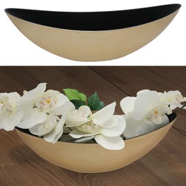 Cepewa Decorative Bowl │ 34 x 11.3 x 11 cm Plastic Gold Black │ Plant Bowl in Boat Shape (1 x Oval Gold Black 34 x 11.3 x 11 cm)