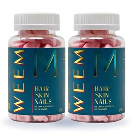 WEEM Hair Skin and Nails Gummies - Supports Healthy Hair - Vegan biotin Vitamins for Women & Men Supports Faster Hair Growth, Stronger Nails, Healthy 