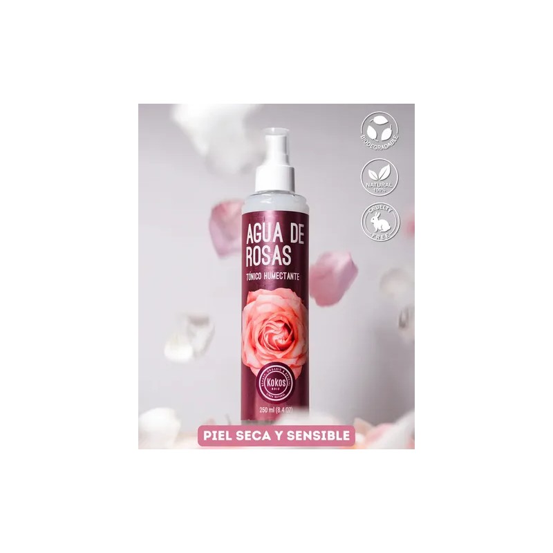 Kokos Organic Agua de Rosas Tónico Humectante 250ml Hipoalergénico Sin