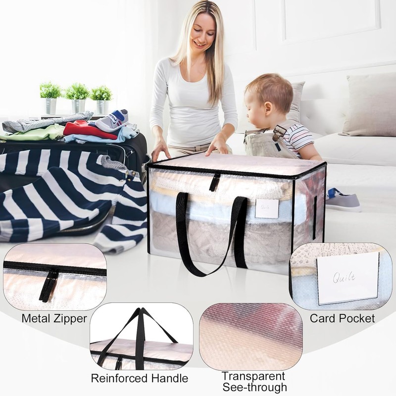 Extra Large Clothes Storage Bag, Heavy-Duty Storage Bag Organizer with