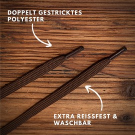 LaceHype 2 Pairs of Premium Shoelaces, Flat, Tear-Resistant, 10 mm Wide, Replacement Polyester Shoelaces for Trainers, Sports Shoes (Brown, 110)