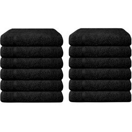 Premium 100% Cotton Washcloths - 12x12 Inch Soft, Absorbent & Quick Drying - Set of 12 Face Towels for Bathroom, Makeup Removal, and Baby Care - Machine Washable, Durable & Fade Resistant - Charcoal