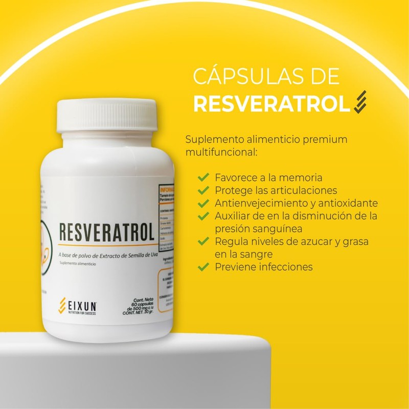 Eixun | Resveratrol | Suplemento Antioxidante de Extracto de Semilla