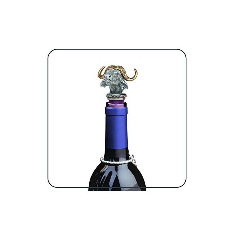 Cape Buffalo Bottle Stopper with Brass Horns | Bottle Topper