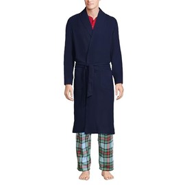 Lands' End Men s Flannel Robe Deep Sea Navy Regular Medium