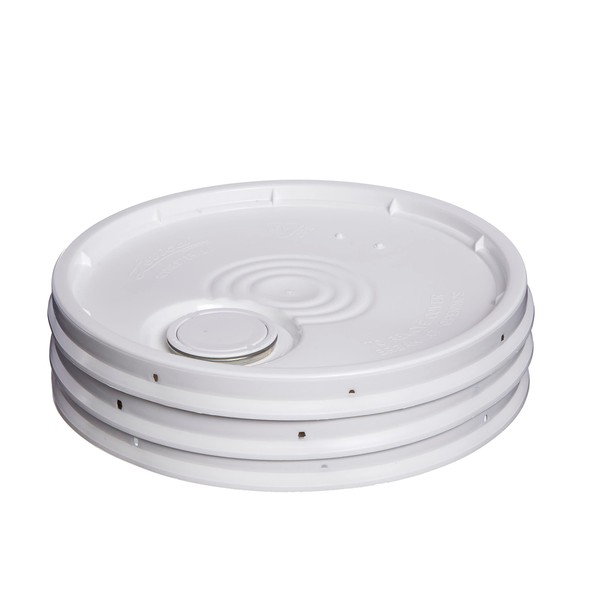 Hudson Exchange Lid with Spout and Gasket for 3.5, 5, 6, and 7 gal Buckets, HDPE, White, 3 Pack