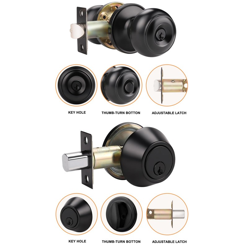 Probrico Keyed Alike Entrance Door Knob Front Door Knob and