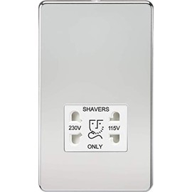 Knightsbridge SF8900PCW Screwless Dual Voltage Shaver Socket in Polished Chrome with White Insert, 5.0 mm*147.5 mm*87.8 mm