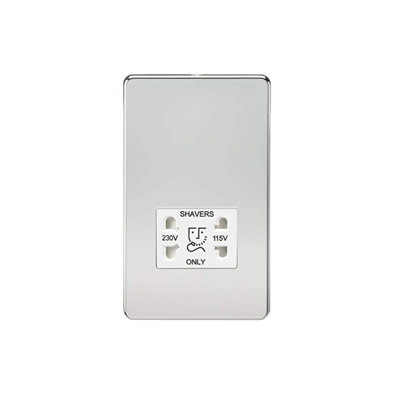 Knightsbridge SF8900PCW Screwless Dual Voltage Shaver Socket in Polished Chrome