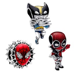 H.ZHENYUE Pendant Charms 925 Sterling Silver Animal Love Heros with Cubic Zirconia for European Bracelets and Necklaces, Jewellery Gift for Christmas, Valentine's Day, Mother's Day, Pack of 3, Silver