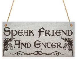 RED OCEAN Speak Friend And Enter Wooden Hanging Man Cave Gift Plaque Dad Pub Bar Sign