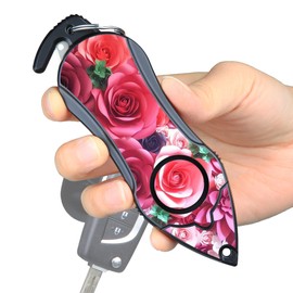 Stinger Personal Alarm Keychain Emergency Tool, Safety Panic Alarm Siren, Seat Belt Cutter, Glass Breaker, Security Device for Women Men Kid, Design in USA (Pink Rose)