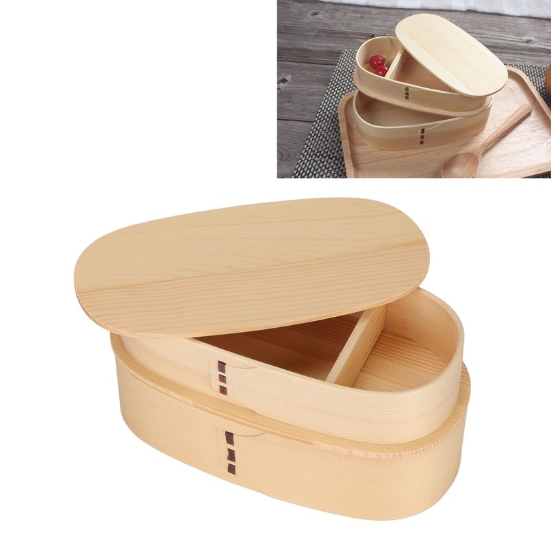 Wooden Bento Boxes Double Wood Color Bento Lunch Box Portable