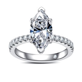 AnuClub Marquise Cut Moissanite Engagement Rings 3.328cttw(3CT Center Stone) D Color VVS1 925 Sterling Silver Wedding Promise Anniversary Ring for Women with Certificate Size 5