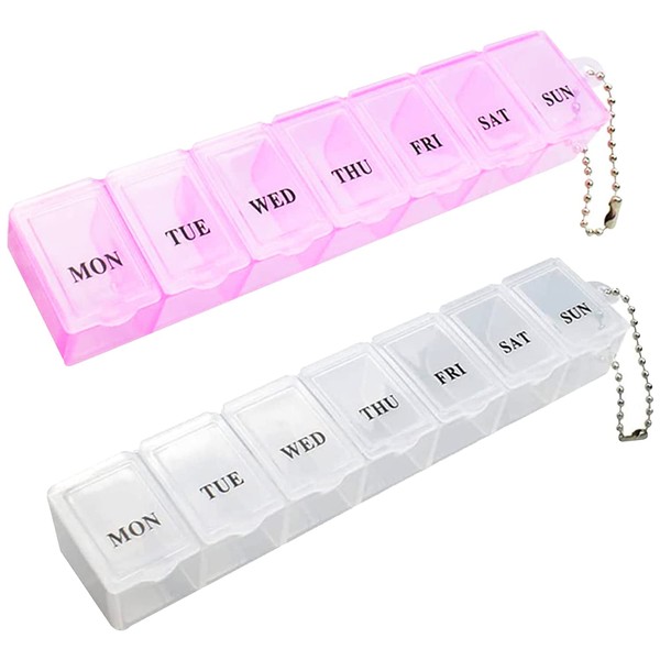 2 Pack Pill Box, Portable Pill Organiser Travel Pill Box