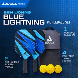 JOOLA JOOLA Ben Johns Pickleball Set - Made with Reinforced Fiberglass and Honeycomb Polypropylene - Includes 2 Paddles, 4 Balls, and JOOLA Pickleball Bag