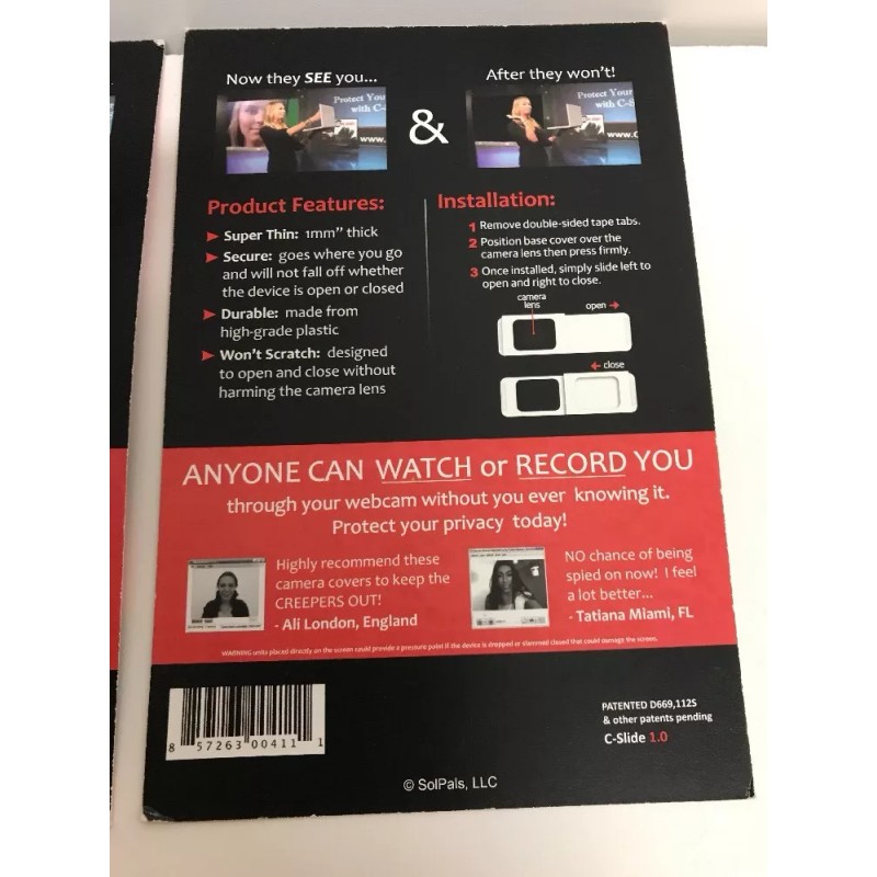 C-Slide Lot Of 2 C-Slide WebCam Cover for Laptops Computers