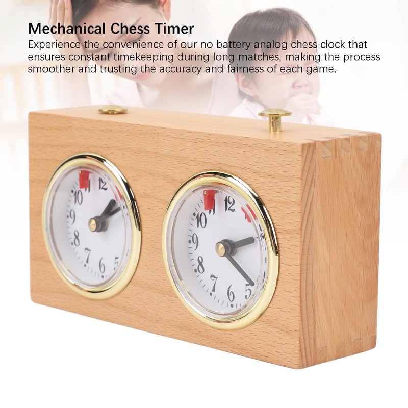 Wooden Mechanical Chess Clock, Quartz Analog Timer Chess Clock Timer,