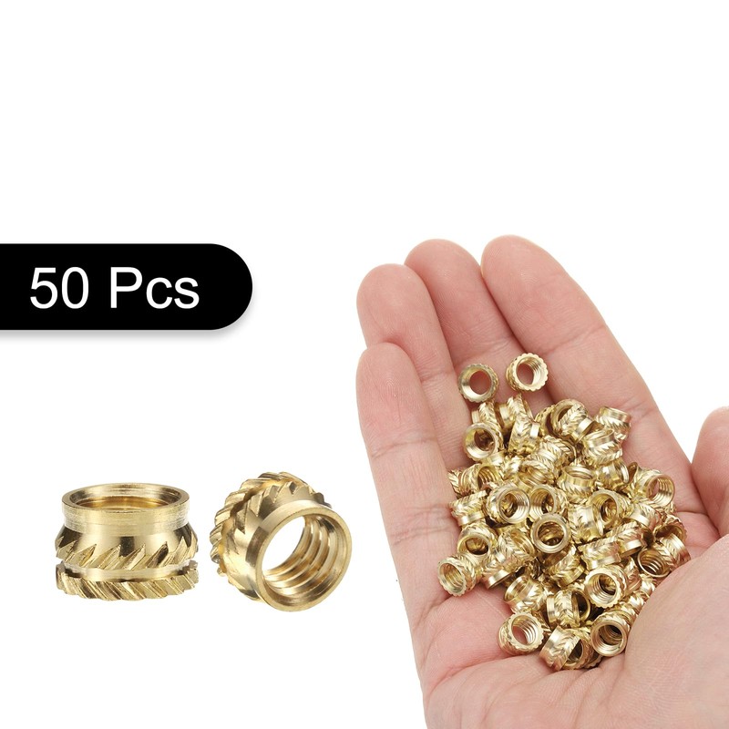 Sourcing Map 50pcs M6 Brass Heat Set Inserts, M6x5mm, OD