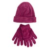 Ladies Soft Chenille Thermal-Lined Hat & Gloves Set - Berry