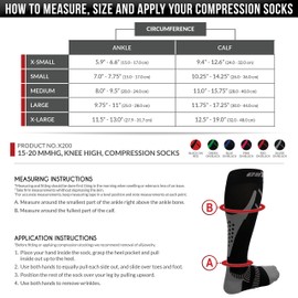 CSX 15-20 mmHg Compression Socks for Men and Women, Knee High, Recovery Support, Athletic Sport Fit, X-Small, Black on Red