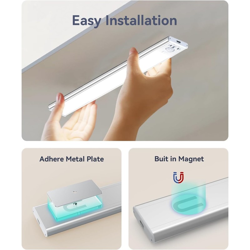 Under Cabinet Lighting, 3200mAh Rechargeable Motion Sensor Light Indoor, LED