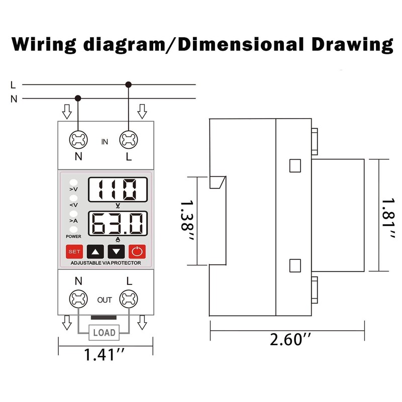 63A Smart Voltage Protector, Adjustable Over Voltage & Low Voltage