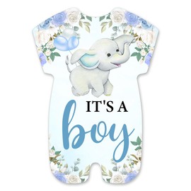 brayqu Boy Baby Shower Party Invitations Blue Elephant Baby Shower Shaped Invitations Fill-in Baby Shower Party Invites (20 Invitation Cards with Envelopes)