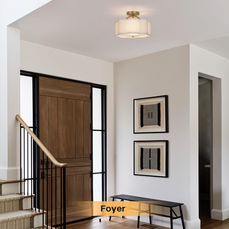 CALOKES Semi Flush Mount Ceiling Light, 11.8" Modern 3-Light Fixture