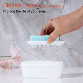 Quatish 2 Pack Travel Soap Container, Leakproof Soap Holder with Lid, Travel Bar Soap Holder, Soap Case for Camping Gym Travel, Portable Soap Box for Bathroom, White