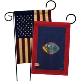 Guam Burlap Garden Flags Pack Regional Nationality Nation International World Country Particular Area USA Vintage Applique Small Decorative Gift Yard House Banner Double-Sided Made In 13 X 18.5