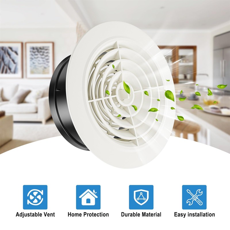 Hon&Guan 150 mm Ventilation Grille, Adjustable Air Flow Outlet, ABS