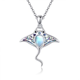CUPENDA Stingray Necklace Sterling Silver Manta Ray Pendant Necklace Beach Necklace Ocean Mothers Day Jewelry Gifts for Mom Women