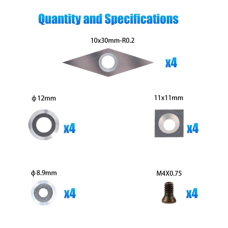 24Pcs Carbide Lathe Chisels Set - 4 Shapes (11mm Square,